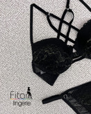 ست سوتین جلوبازشو اسفنجی لایه نازک و شورت رگلاژ دار فیتن