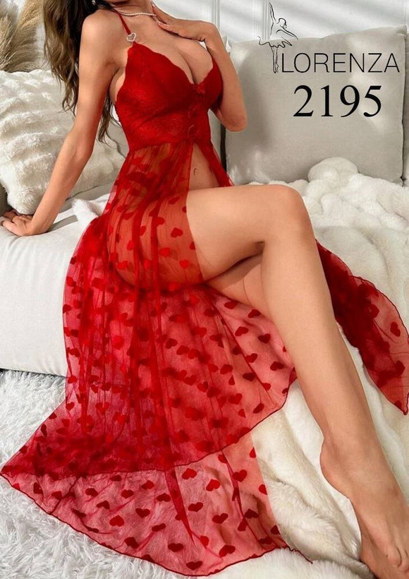 لباس خواب بلند تور قلبی لورنزا