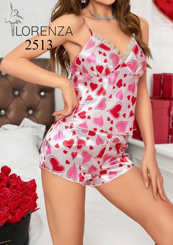 تاپ و شورتک ساتن فانتزی برند لورنزا