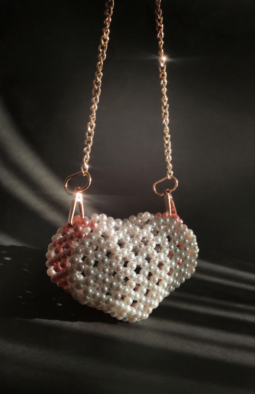 کیف مرواریدی قلبی مینی بگ